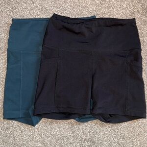 Used 2 set biker shorts size S black and green